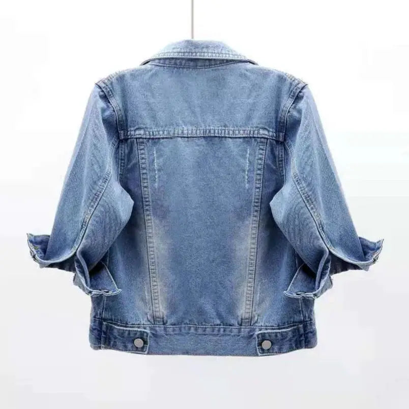 UrbanDenim Women Denim Jacket For Spring And Autumn Turn Down Collar Casual Outerwear