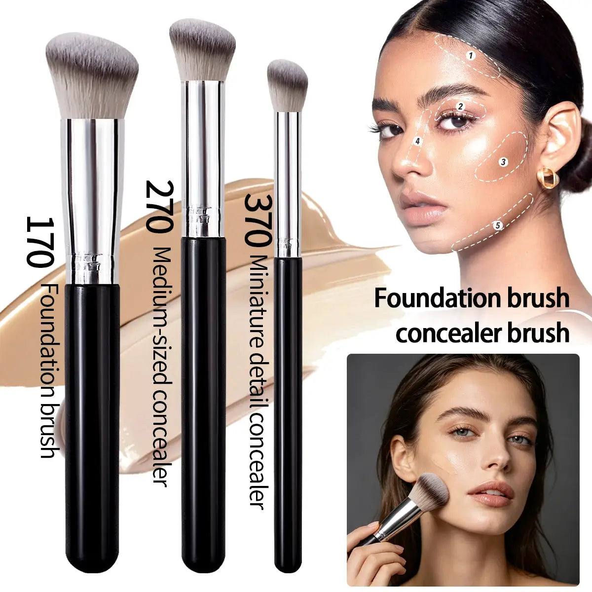 LuxeBlend Foundation And Concealer Brush Set Soft Wool For Flawless Dense Coverage And Precise Under Eye Blending