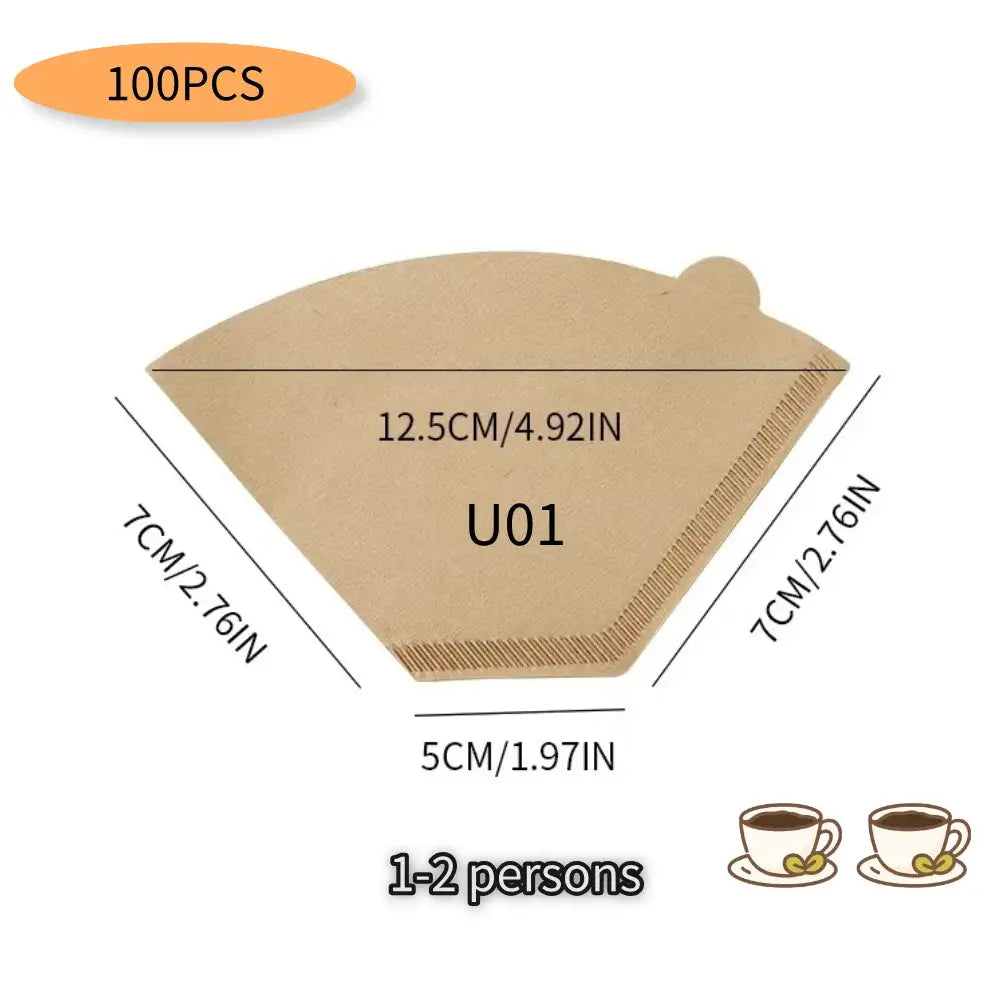 U-Shaped Disposable Coffee Filter Paper Bags Eco Friendly Hourglass Design For Optimal Coffee Extraction