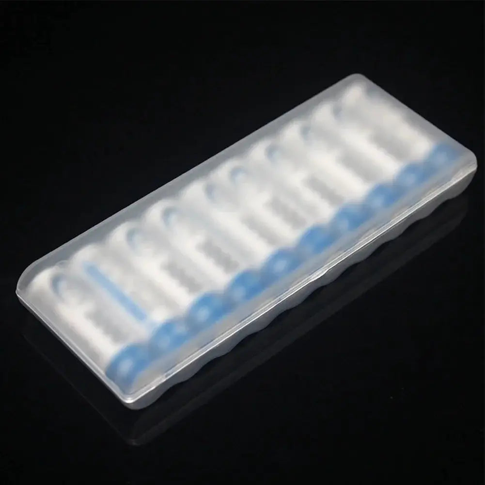 10-slot transparent white plastic battery storage box for AA/AAA batteries