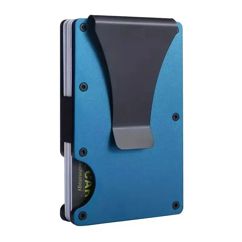 Minimalist RFID Blocking Aluminum Wallet with Money Clip for Men, blue, by Simples Market