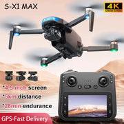 S X1 Max GPS Drone 4K Camera 3 Axis Gimbal Aerial FPV Brushless Security Quadcopter Large Screen Controller