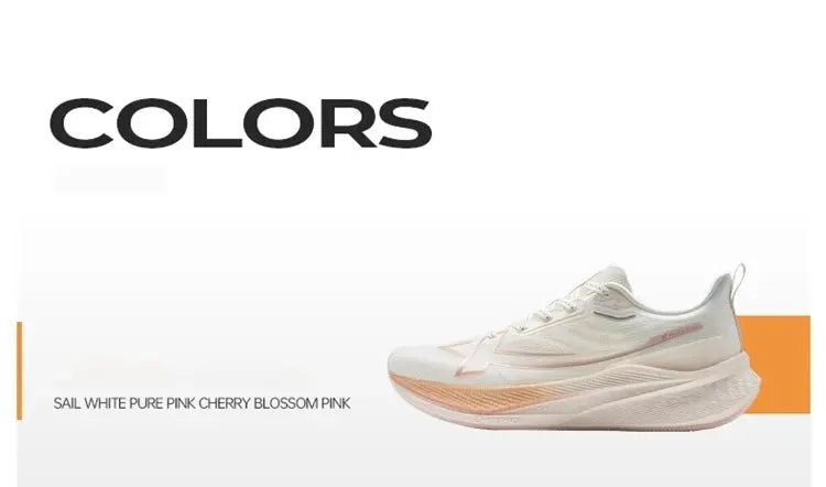 Xtep 2000km 3.0 men's running shoes; sail white upper with peach sole, lightweight cushioning