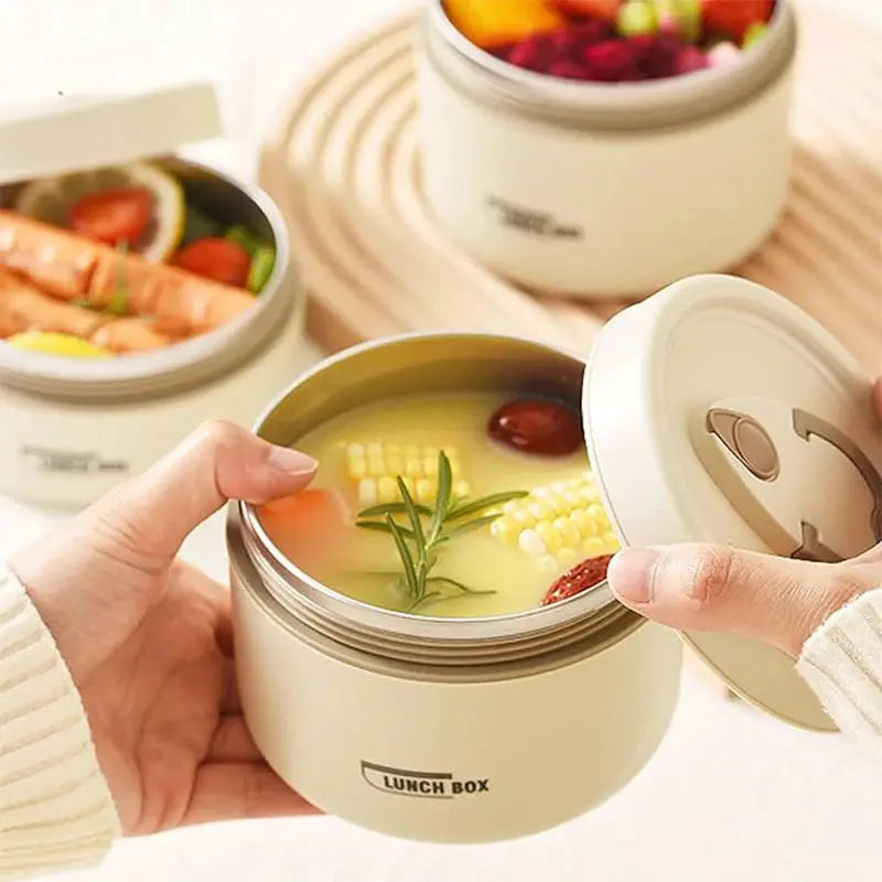 UrbanChef Portable Insulated Stainless Steel Lunch Container Set With 3 Stackable Carriers Keeps Food Hot Or Cold
