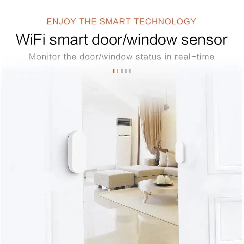 Tuya Smart WiFi door/window sensor by Simples Market, white 2-piece kit for open/close monitoring
