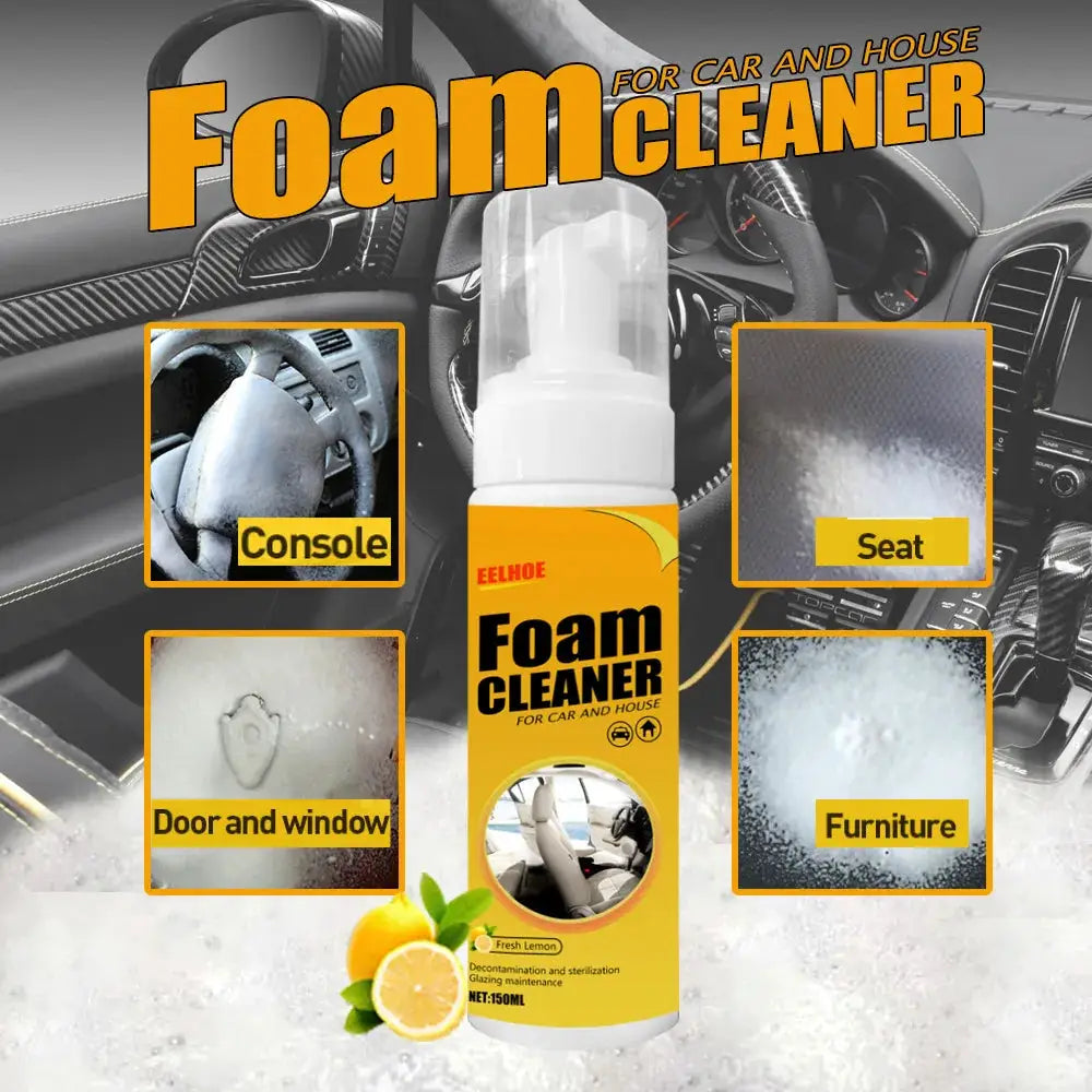 Simples Market Car Foam Cleaner spray bottle; lemon-scented, multi-purpose interior and home cleaner for car surfaces
