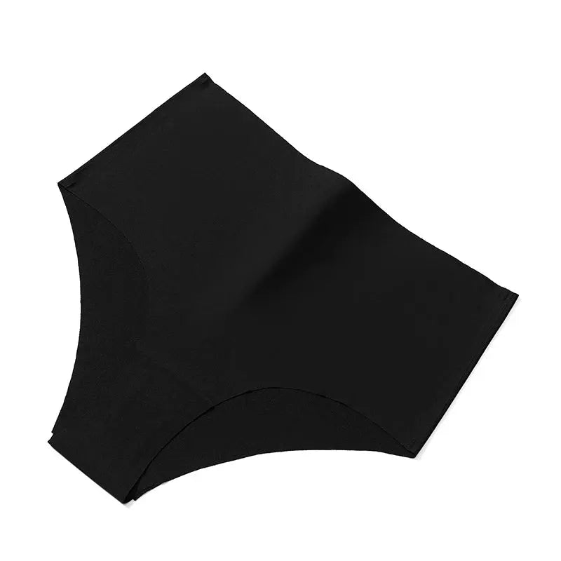 Black high-waist seamless women's panty briefs; breathable, comfortable underpants.
