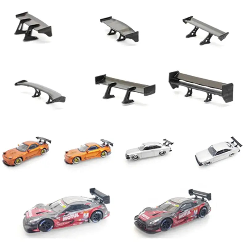 12-piece 1:64 car model tail spoilers and mini wing parts with matching model cars by Simples Market