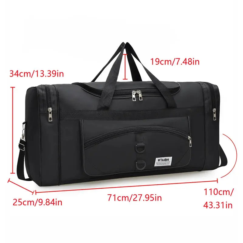 Simples Market oversized multifunctional handbag, black with front pocket and dual top handles