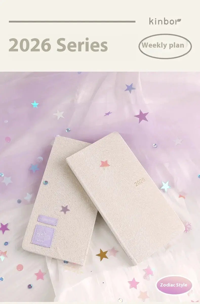 Kinbor 2026 weekly planner pocket-size notebook, 2-pack, textured pale beige covers