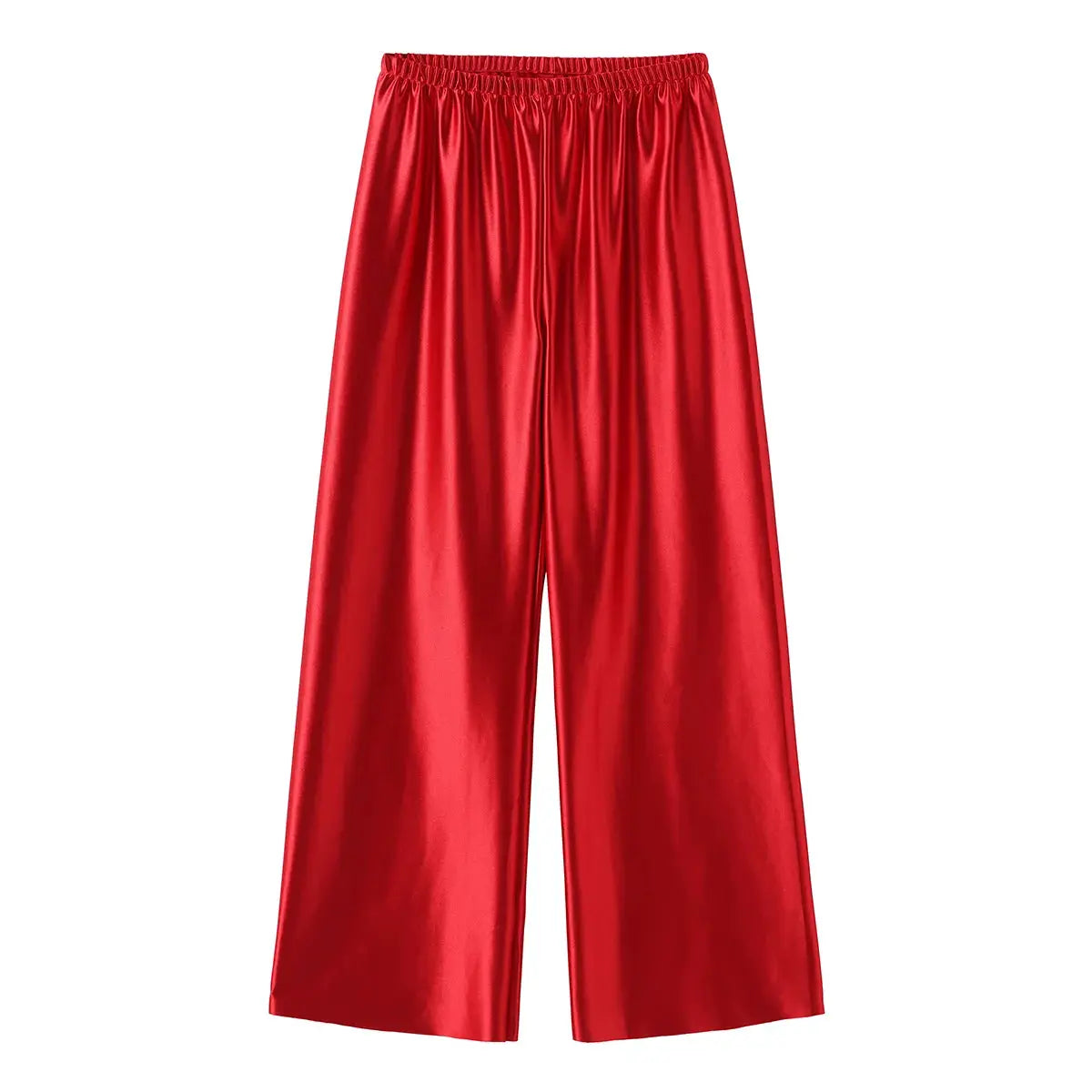 VelvetBloom Satin Wide Leg Pants With High Waist Elastic Closure For All Day Comfort And Elegant Summer Style