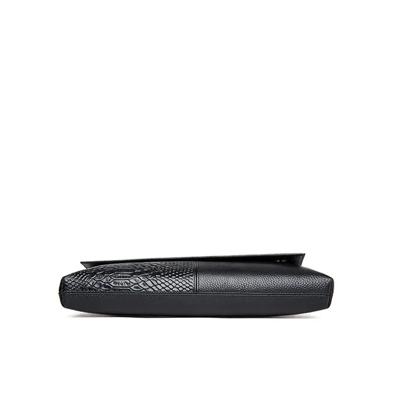 PU synthetic leather women's crossbody bag with alligator-pattern flap, Simples Market, black