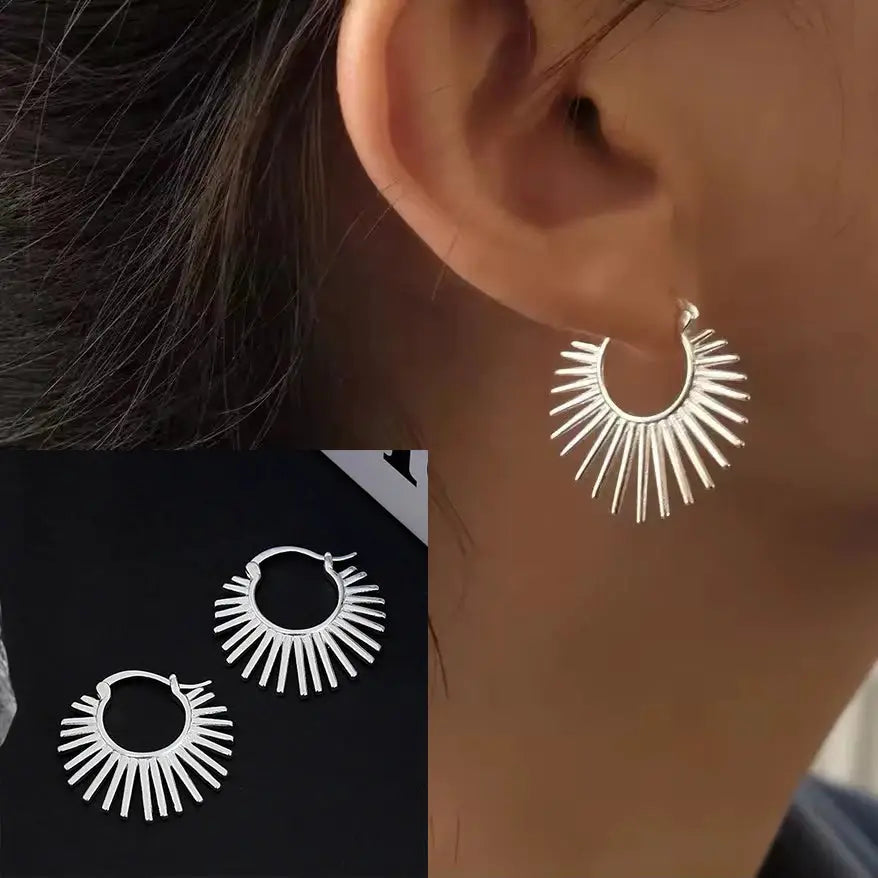 925 Sterling Silver Star Hoop Earrings For Women And Girls Trendy Original Hip Hop Style Jewelry Gift