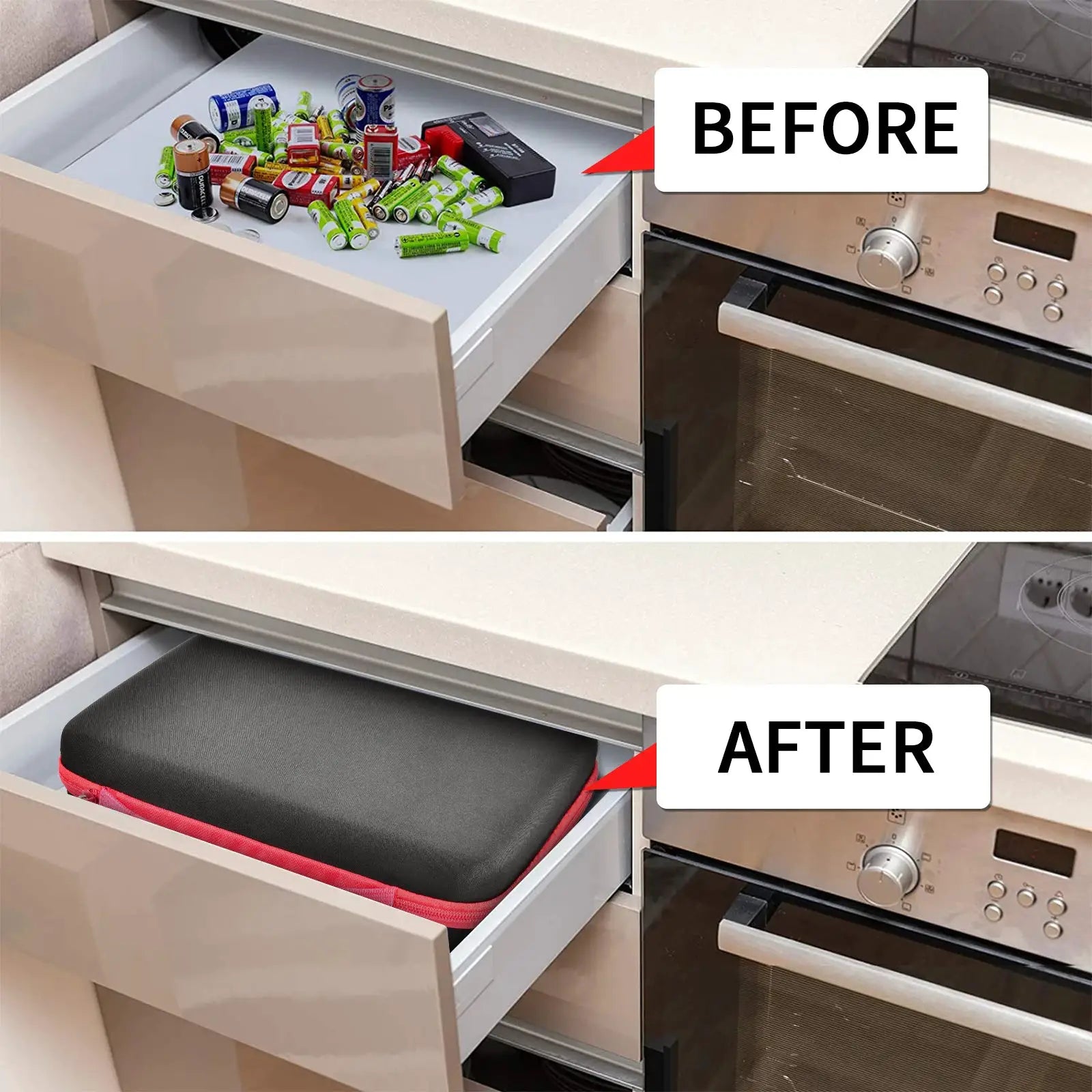 VoltNest Battery Organizer Storage Holder With Built In Battery Tester Fits AA AAA 9V C Batteries