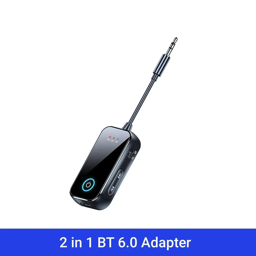 BlueWave Bluetooth 6.0 AUX Transmitter Receiver 2 In 1 Wireless Adapter With Mic HiFi Stereo For Car TV PC
