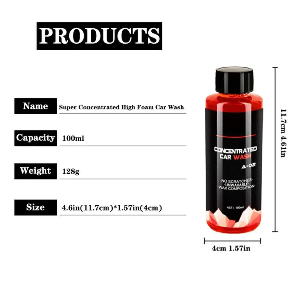 Simples Market 100ml car wash liquid bottle, red liquid with black cap, high-concentration foaming wash