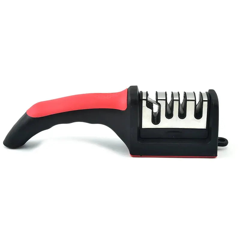 Kitchen 4 Segment Knife Sharpener Household Multi Functional Hand Held Three Purpose Black Sharpening Stone