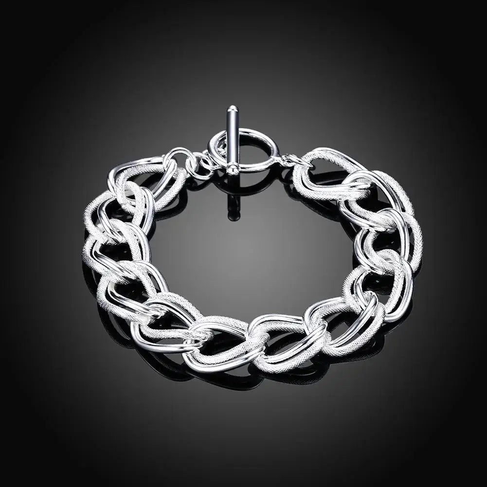 925 Sterling Silver Fine Chain Bracelet For Women And Men With Charms Wedding Gift Fashion Jewelry