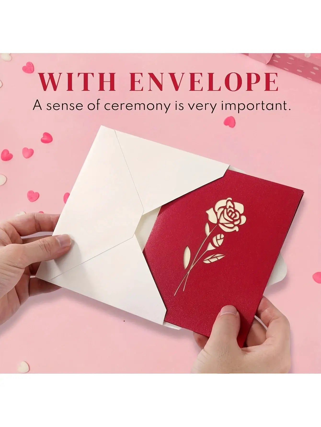 3D Pop Up Rose Card Happy Birthday Greeting Card For Anniversaries Mothers Day Weddings With Envelope