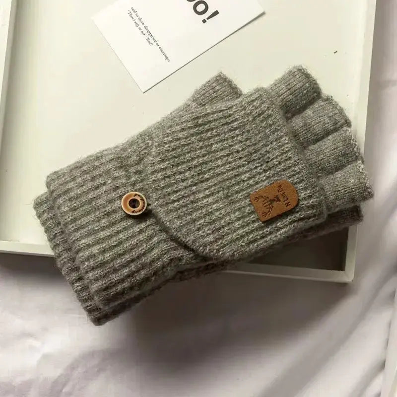 Knitted Fingerless Gloves Warm Winter Thickened Design Touch Screen Compatible For Men And Women