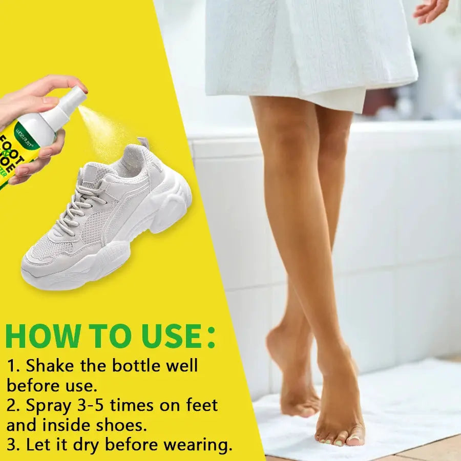 100ml Foot And Shoe Deodorizer Spray Lemon Scent Antibacterial Odor Neutralizer For Shoes And Feet