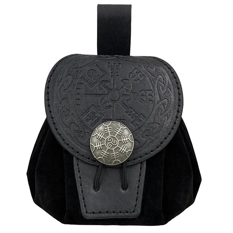 SteampunkForge Medieval Punk PU Leather Drawstring Fanny Pack For Men Cosplay Waist Bag