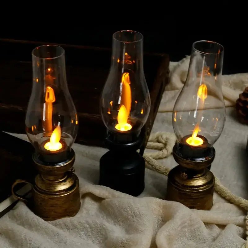 Vintage Retro LED Oil Lamp Lantern Battery Operated Decorative Light for Home Bedroom Living Room Christmas Decor Gifts - Simples Market