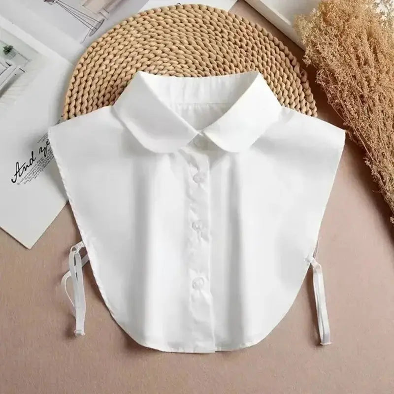 Detachable White Faux Collar With Front Tie For Women And Girls Vintage Lace Blouse Collar