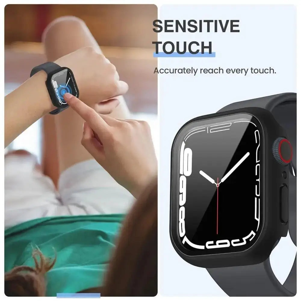 Tempered Glass+Cover for Apple Watch Case Ultra Accessories SE 3 4 5 6 7 8 Iwatch Screen Protector Case 49mm 45mm 41mm 44mm 40mm