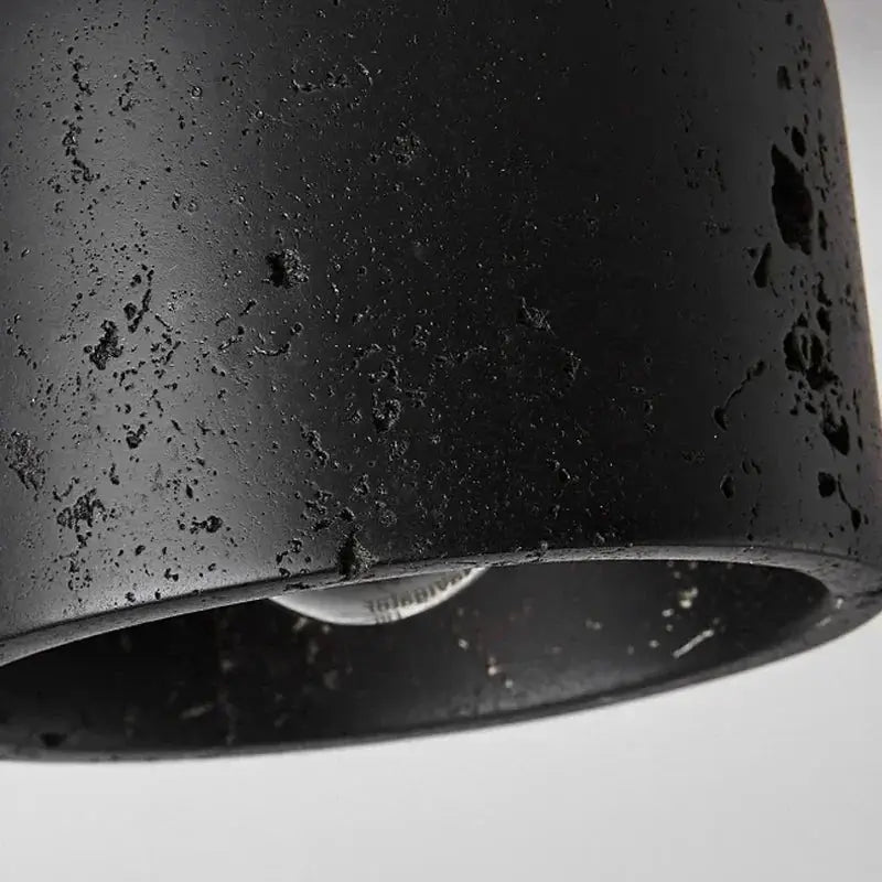 Wabi-sabi ceiling lamp in black cave-stone finish by Simples Market, ideal for porch, balcony or hallway.