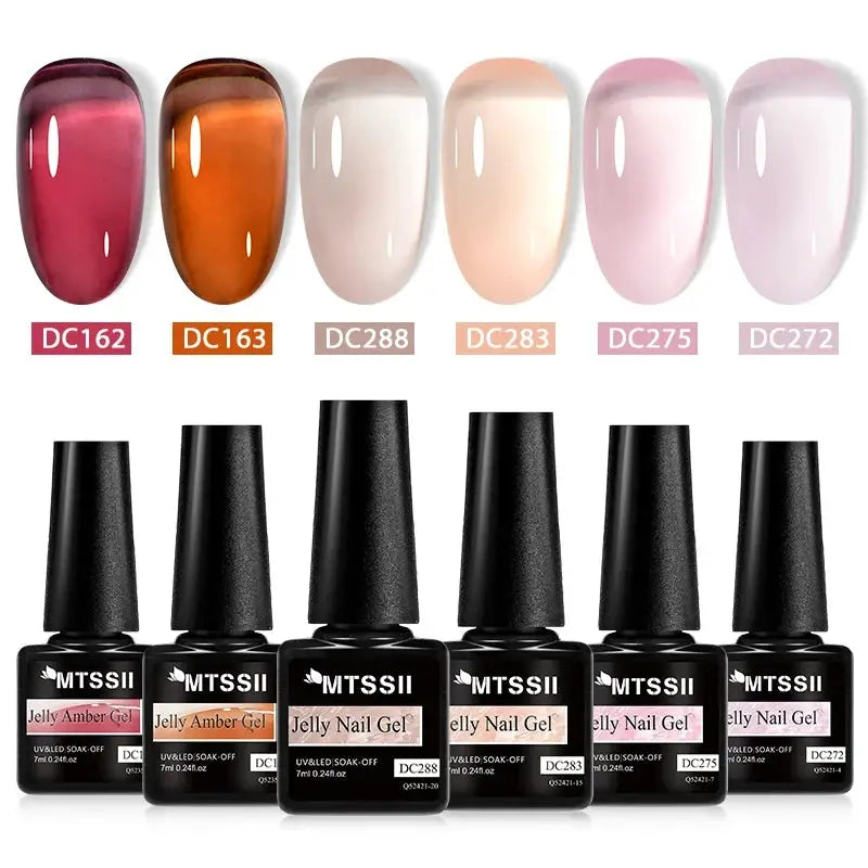 MTSSII Jelly Gel Nail Polish Set with 6 colors and 6 bottles, Simples Market