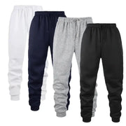 Men's fleece jogger pants in white, navy, grey, and black (4 pairs)