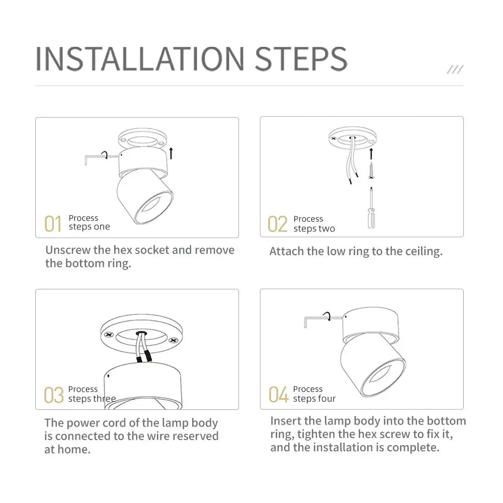 Aisilan LED Ceiling Spotlight by Simples Market, 360° rotation COB lamp, 7W/9W indoor surface-mount light