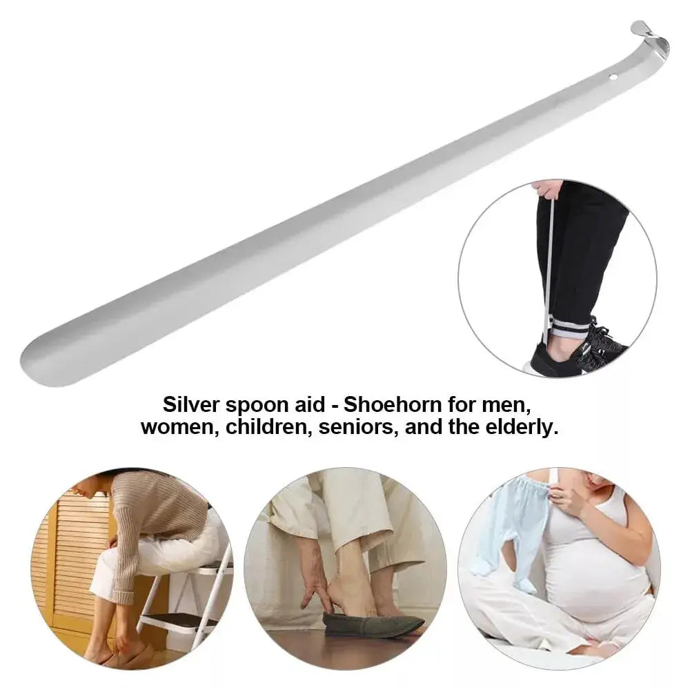 Professional stainless steel long-handled shoehorn by Simples Market, 42/52 cm