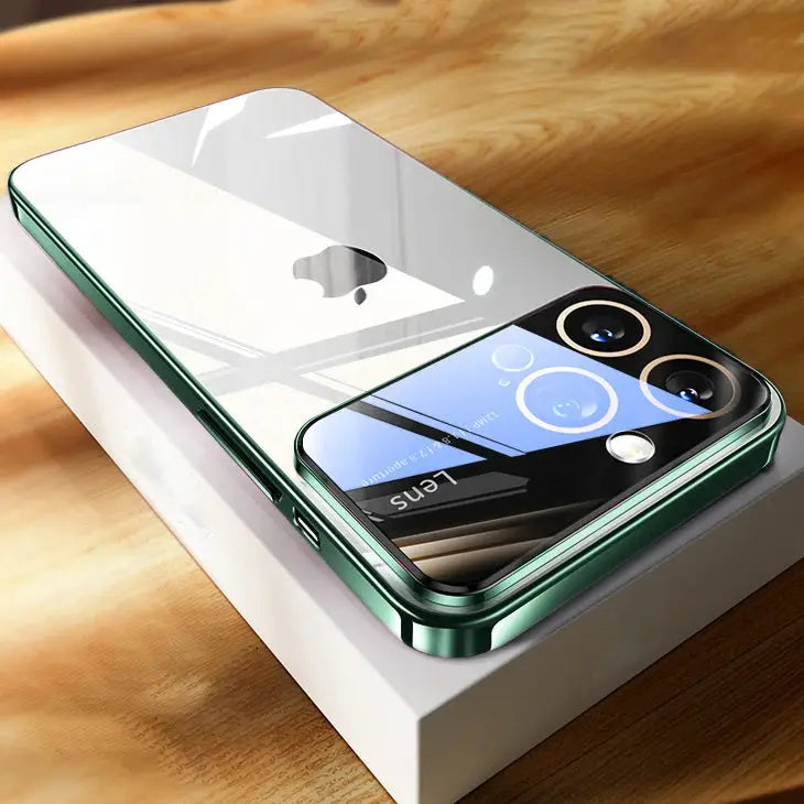 LuxGuard Luxury Plating Clear Hard PC Case For iPhone 11 To 17 Pro Max With Glass Lens Protection Transparent Bumper