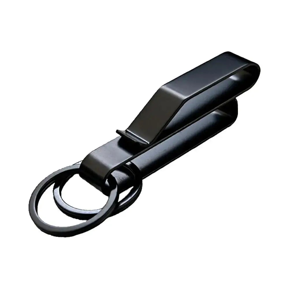 Simples Market stainless steel waist-hook MOLLE key clip with black belt buckle and key ring