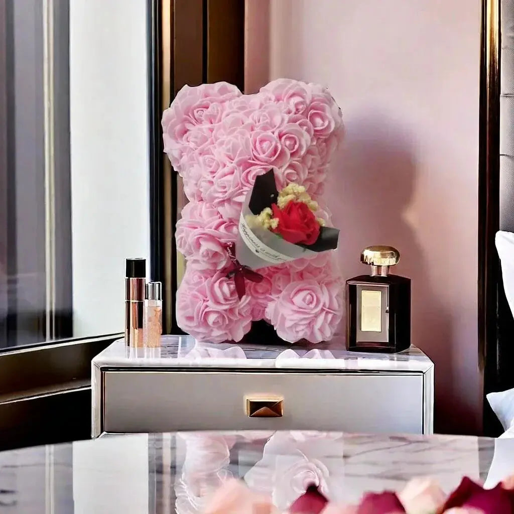 Foam Rose Teddy Bear Carry Bouquet For Weddings Mothers Day Nurses And Teachers And Other Celebrations