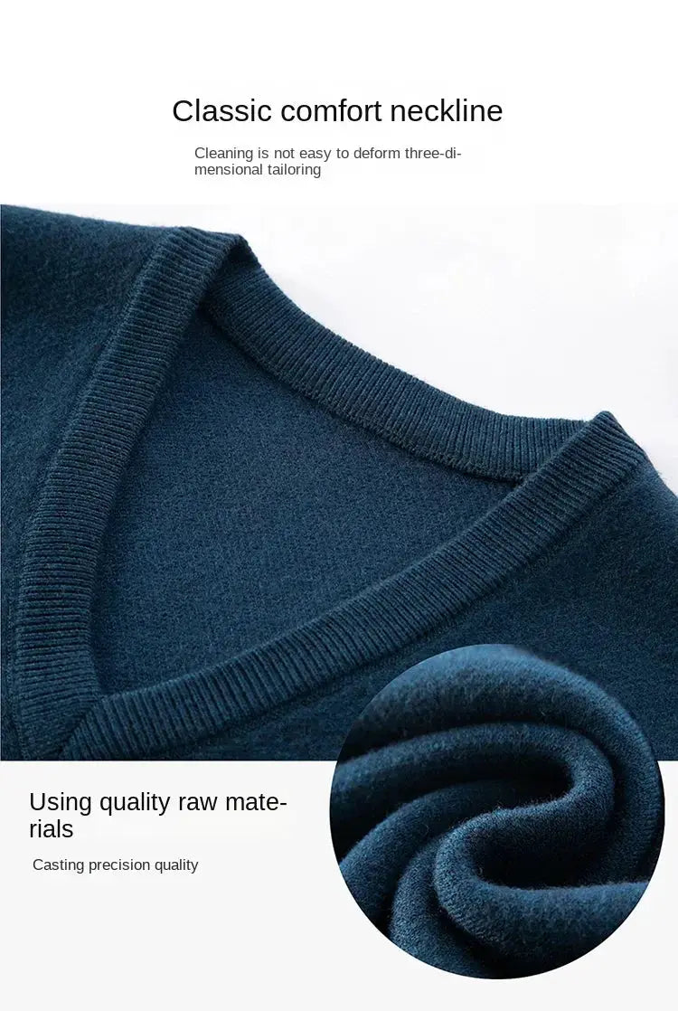 Men's navy wool sleeveless cashmere vest, knitted solid color by Simples Market