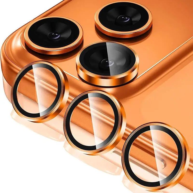 Metal glass camera protector rings for iPhone 17 Pro/Pro Max; gold-tone lens ring covers, 4-pack