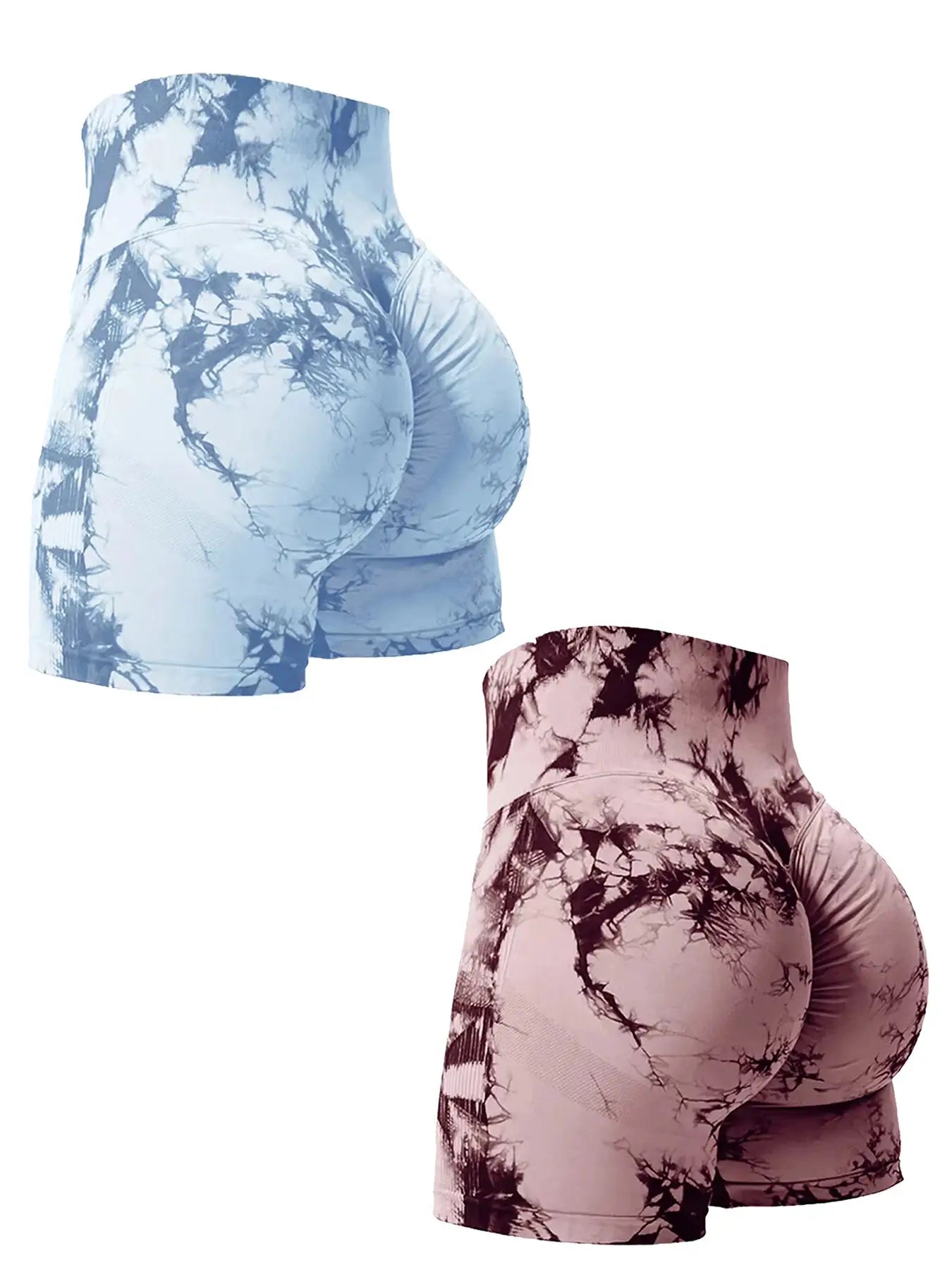 NovaFlex Tie Dye Butt Lifting Seamless Gym Shorts 2 Pack High Waist Nylon Elastane For Workout