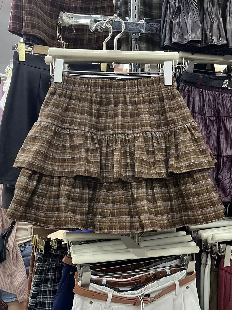 Tokyo Prep Co Y2K Ruffled Plaid Skirt With Punk Rock Subculture Vibe And Cute Preppy Twist