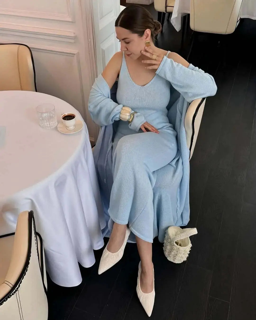 Hirsionsan Soft Loose Women Two Piece Knit Cardigan And Vest Set