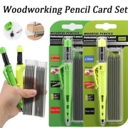 Simples Market 2-pack professional 2.8mm woodworking pencil card set with 12 lead refills, green and yellow marking pens