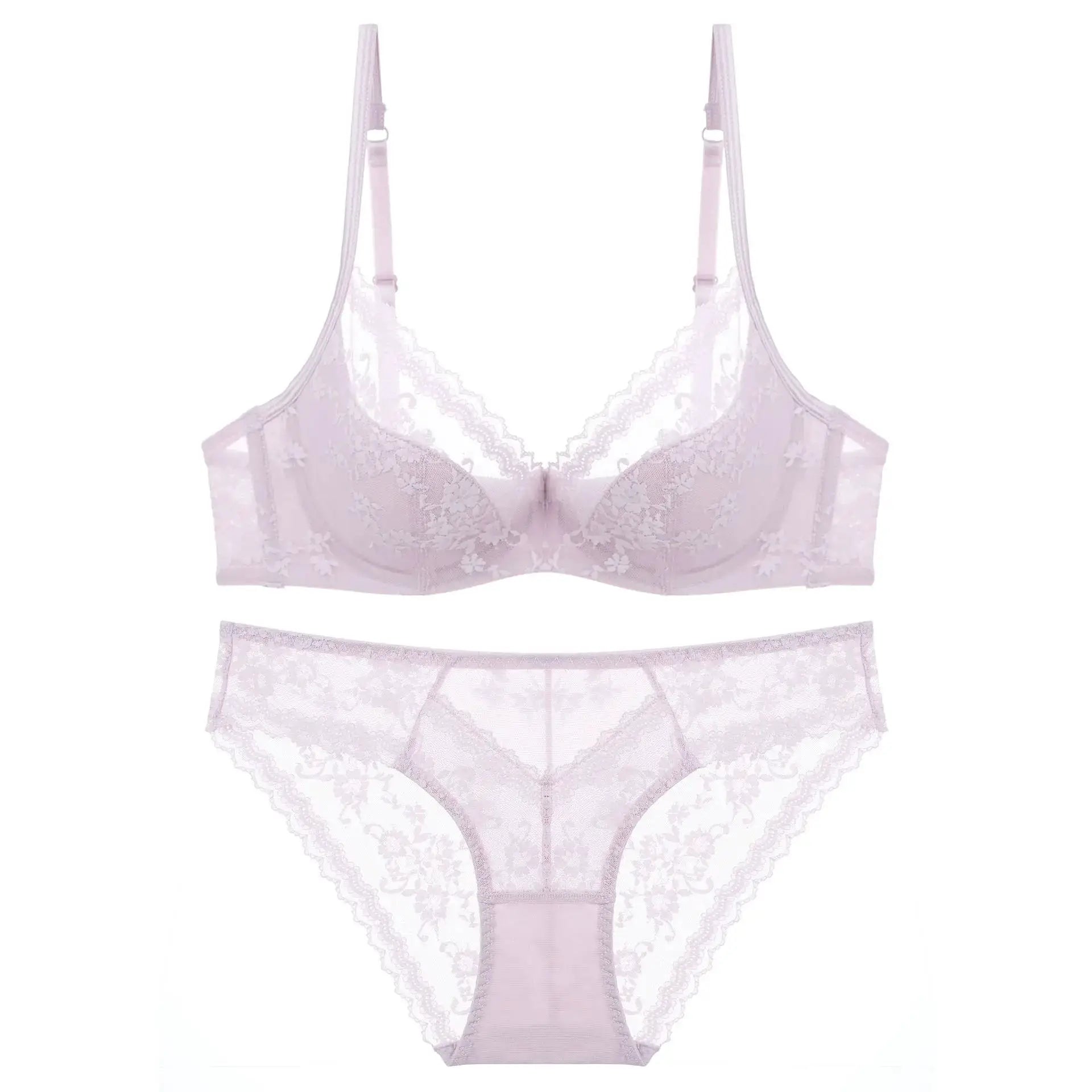 Summer Lace Embroidery Lingerie Set Breathable Push Up Bra Briefs