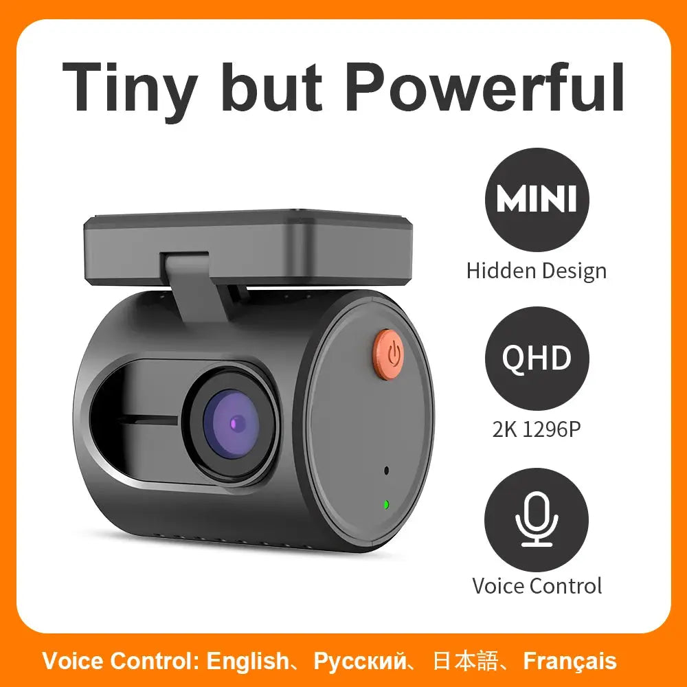 2K mini car dash camera by Simples Market with night vision, voice control and WiFi.