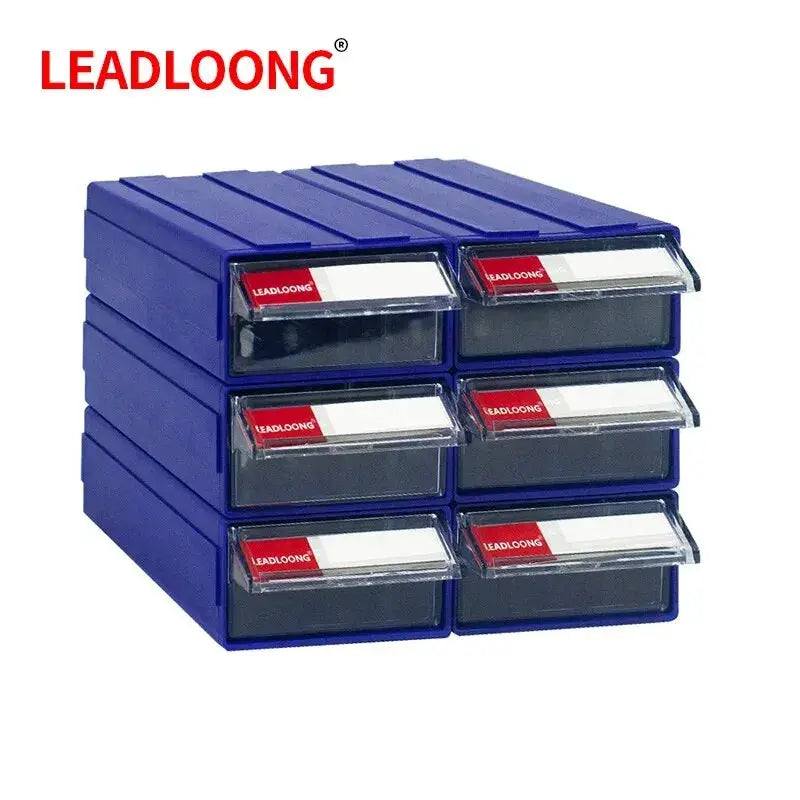 LEADLOONG F1 blue plastic desktop storage drawer, six-drawer organizer with transparent fronts
