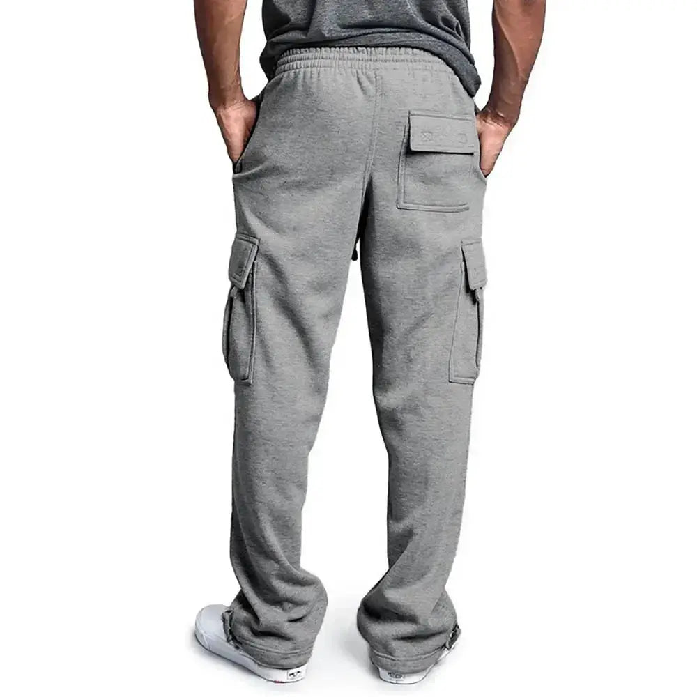 Men's gray cargo sweatpants with multiple pockets and relaxed jogger fit by Simples Market