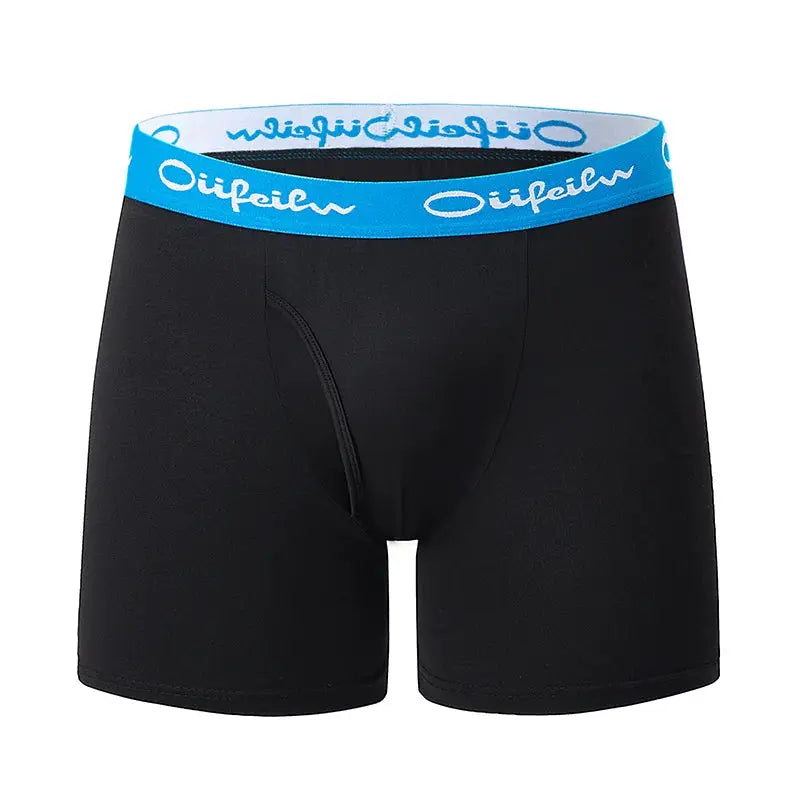 Men's black boxer briefs with blue elastic waistband by Simples Market