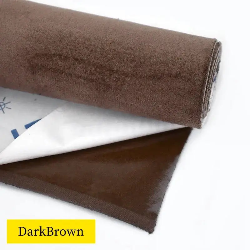 Dark brown synthetic suede self-adhesive fabric roll with white backing, Simples Market