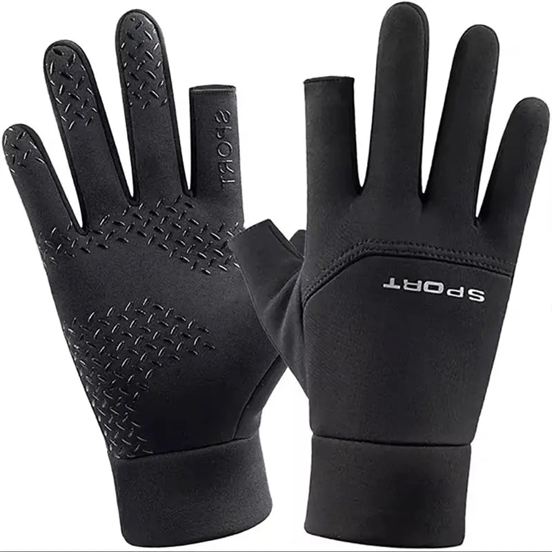 Winter Fishing Gloves for Men and Women Warm Anti Slip Touch Screen Two Fingers Cut Outdoor Angling